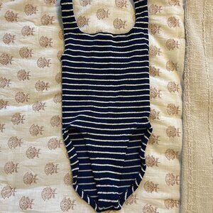 Hunza G - Square Neck Swim in Navy/White